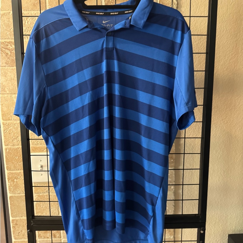 nike golf polo mens large - Dri Fit - Blue Strip - NWOT